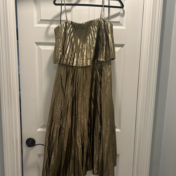 J. Crew Shimmering Gold Dress with Adjustable Spaghetti Straps - Picture 1 of 6